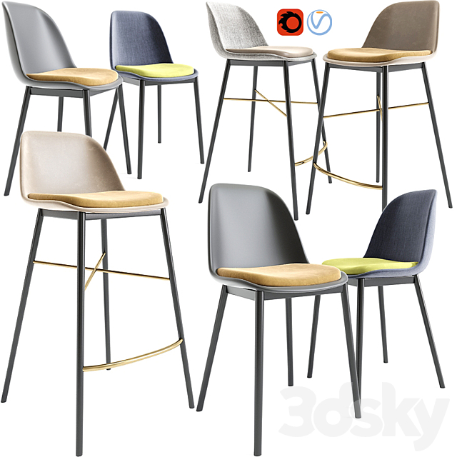 Modern Bar Stool And Dining Chair 3DSMax File - thumbnail 1