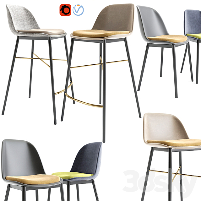 Modern Bar Stool And Dining Chair 3DSMax File - thumbnail 2