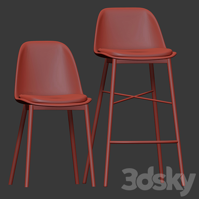 Modern Bar Stool And Dining Chair 3DSMax File - thumbnail 3