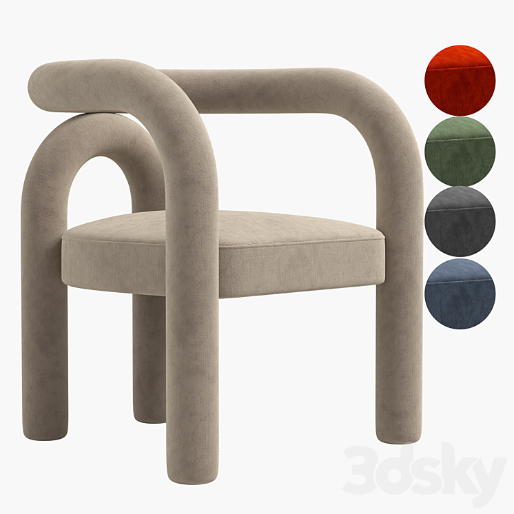 Modern Design Armless Open Back Dining Chairs 3DS Max Model - thumbnail 1