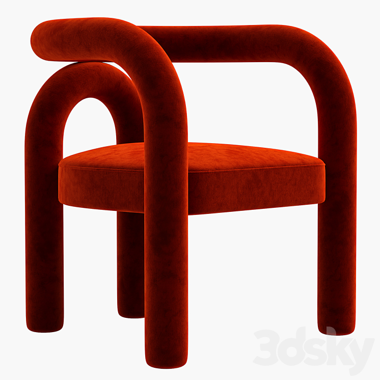 Modern Design Armless Open Back Dining Chairs 3DS Max Model - thumbnail 2