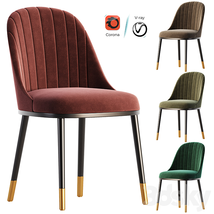 modern dining chair 3DS Max Model - thumbnail 3