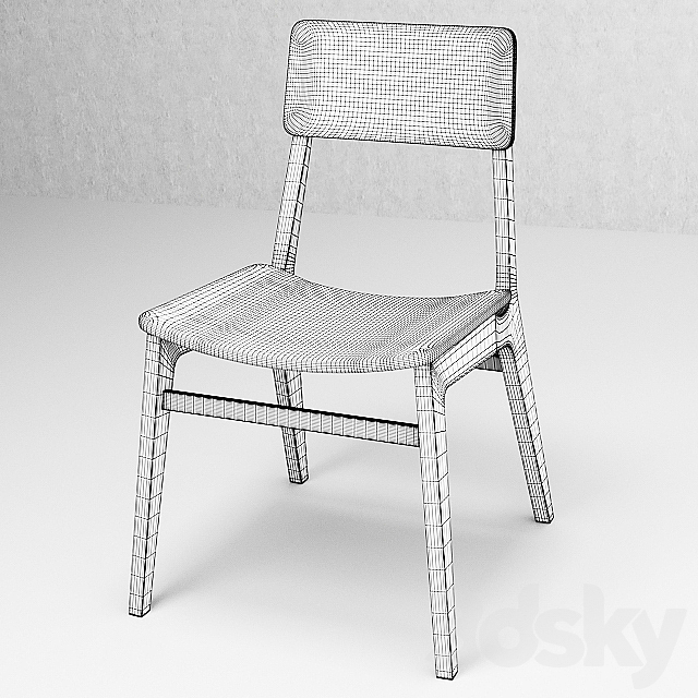 Modern wooden chair 2623 by Ferri Mobili Italy. 3DSMax File - thumbnail 3