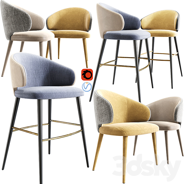 Modrest Carlton Bar And Dining Chair 3DSMax File - thumbnail 1