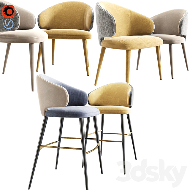 Modrest Carlton Bar And Dining Chair 3DSMax File - thumbnail 2