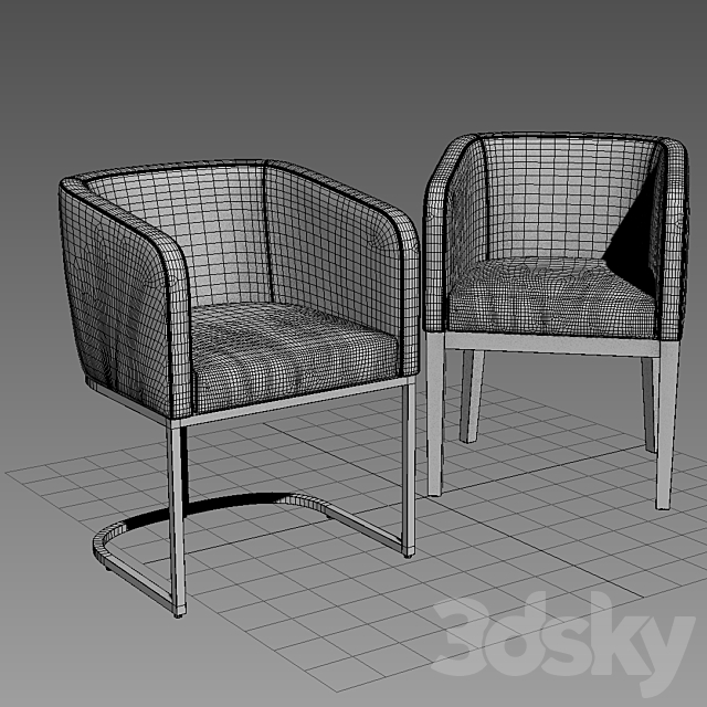 MORGAN BARRELBACK LEATHER ARMCHAIR 3DSMax File - thumbnail 3