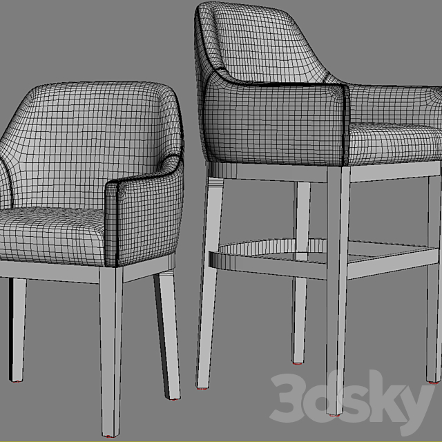 MORGAN CURVED-BACK TRACK LEATHER ARMCHAIR 3ds Max - thumbnail 2