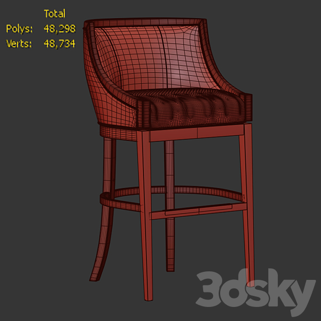 MS Baden Memory Swivel Bar Stool 3ds Max - thumbnail 3