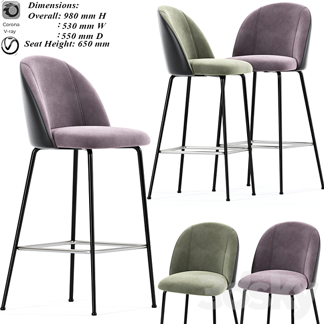 Mystere Bar Stool 3DSMax File - thumbnail 1