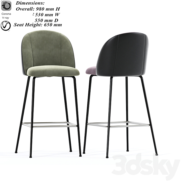 Mystere Bar Stool 3DSMax File - thumbnail 2