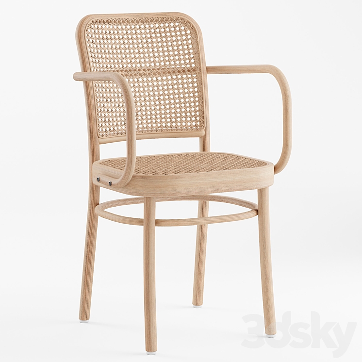 Natural beech armchair 3DS Max Model - thumbnail 1