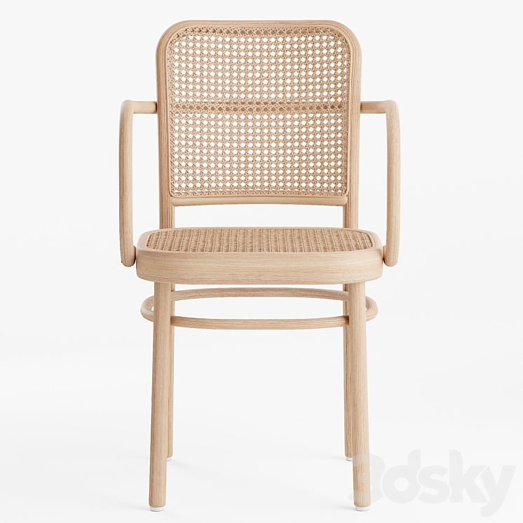 Natural beech armchair 3DS Max Model - thumbnail 2