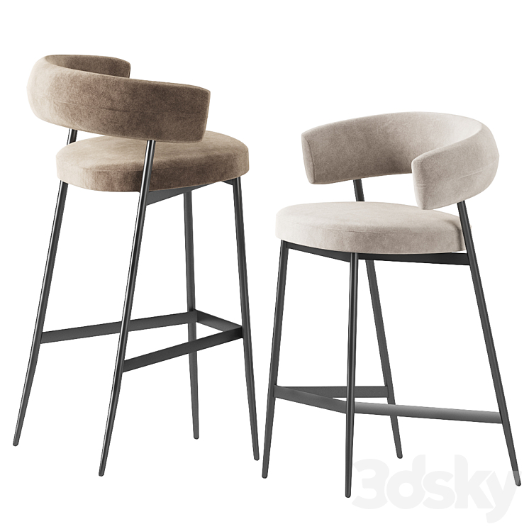 Nena Bar Stool 3DS Max Model - thumbnail 2