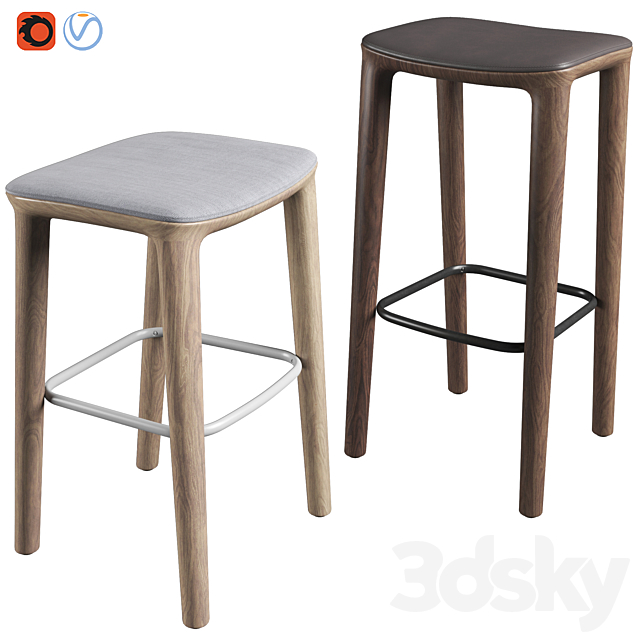 Neva Bar Stool 3DS Max Model - thumbnail 2