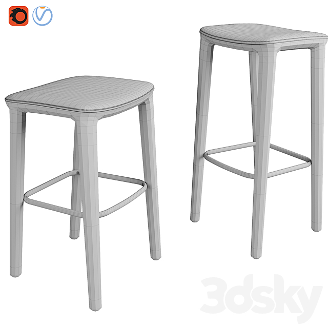 Neva Bar Stool 3DS Max Model - thumbnail 4