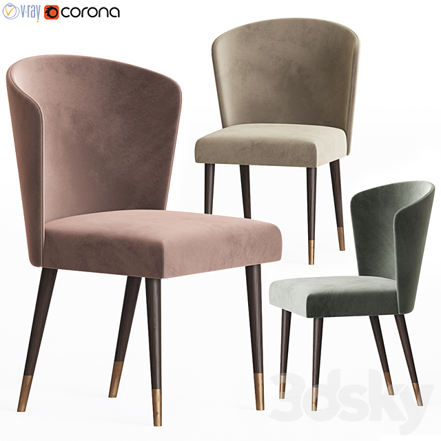 Ninfea Dining Chair Capital collection 3ds Max - thumbnail 1