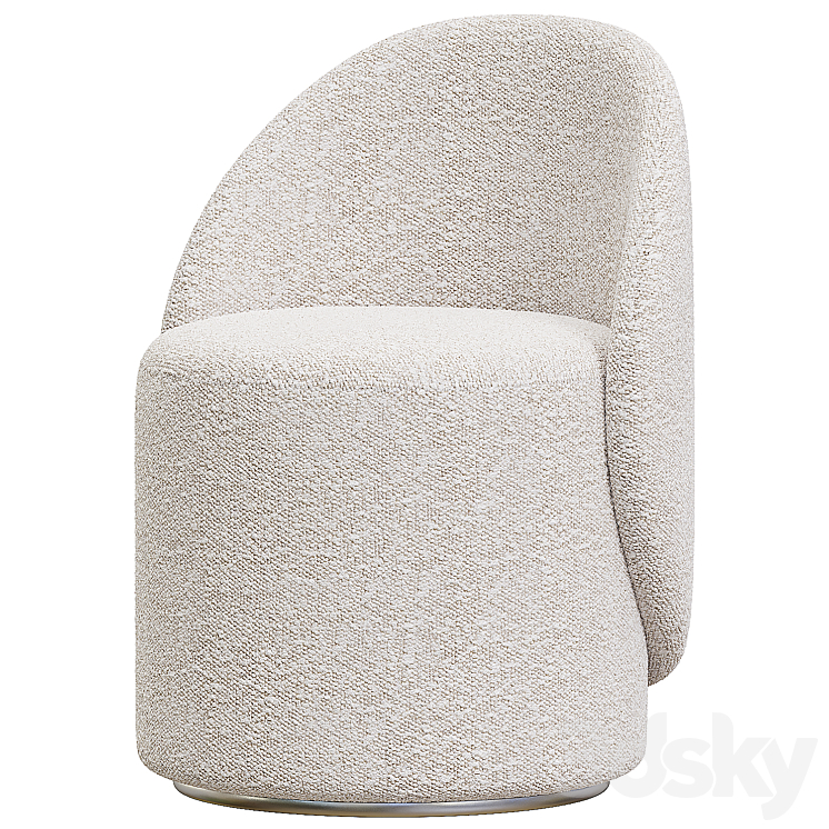 Nordic Boucle Round Vanity Stool 3DS Max Model - thumbnail 3