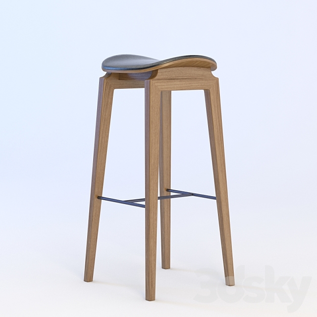 NY11 Bar Chair Walnut Leather 3DSMax File - thumbnail 1