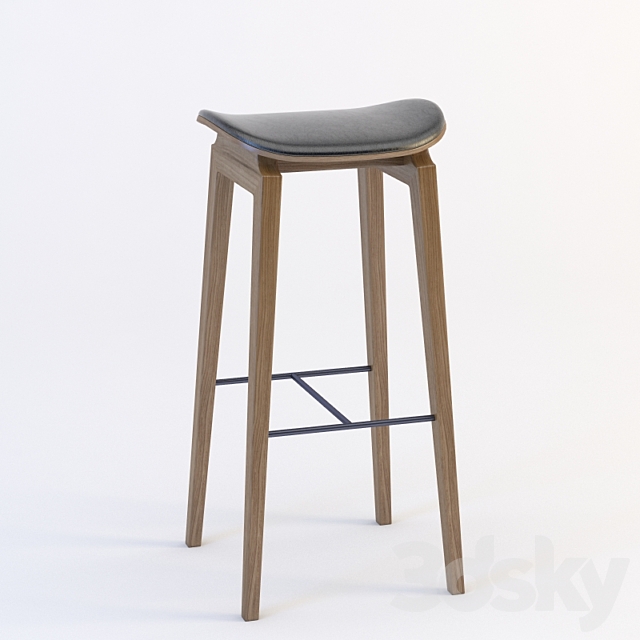 NY11 Bar Chair Walnut Leather 3DSMax File - thumbnail 2