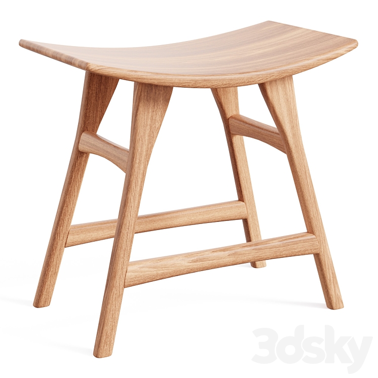 Oak Osso Stool 3DS Max Model - thumbnail 1