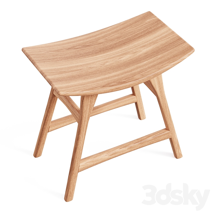 Oak Osso Stool 3DS Max Model - thumbnail 2