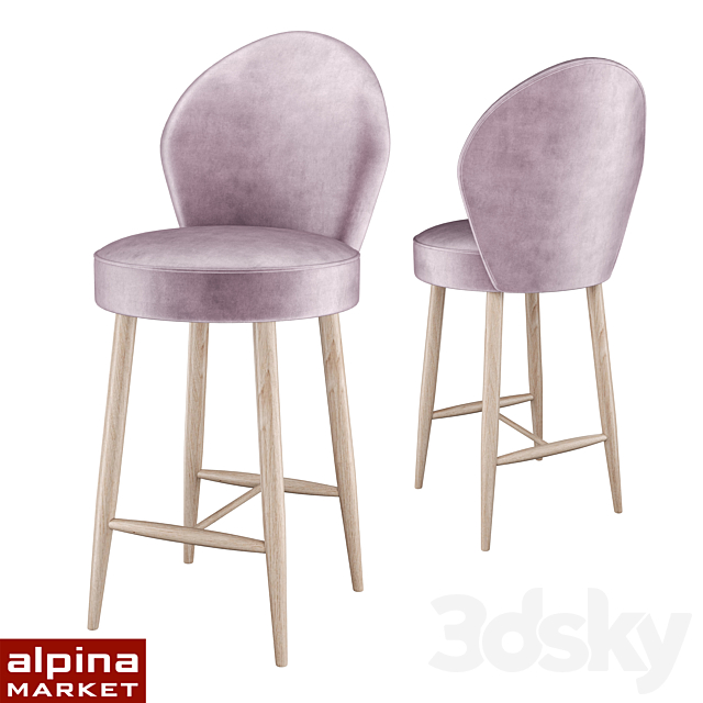 OM Upholstered bar stool IXORA 3DSMax File - thumbnail 1