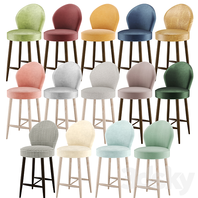 OM Upholstered bar stool IXORA 3DSMax File - thumbnail 3