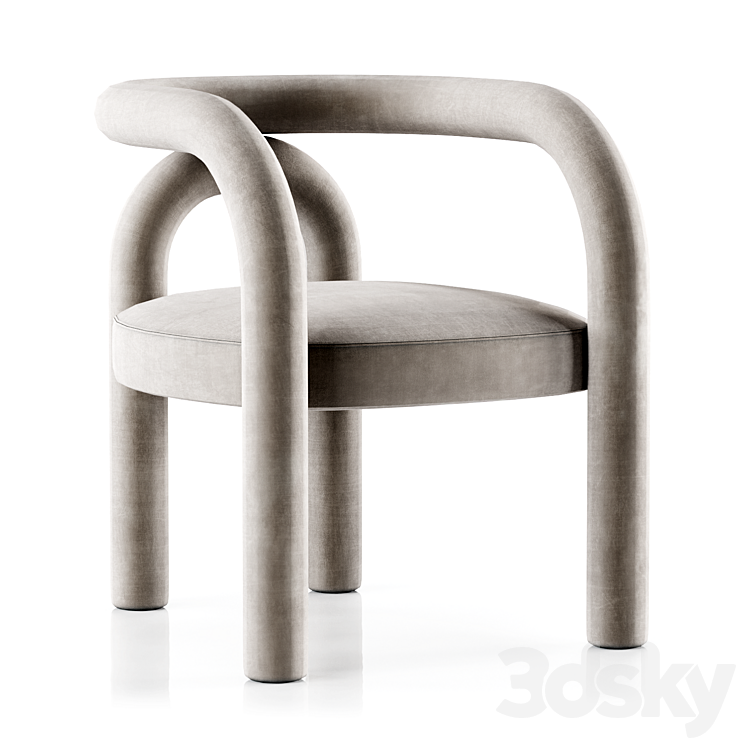 Open Back Chair by Litfad 3DS Max Model - thumbnail 3