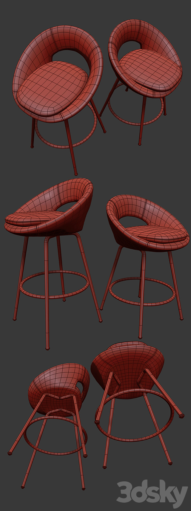 Orb Bar Stool & Counter Stools West Elm 3DS Max Model - thumbnail 2