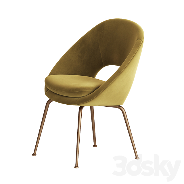 Orb Velvet Dining Chair Westelm 3DS Max Model - thumbnail 2