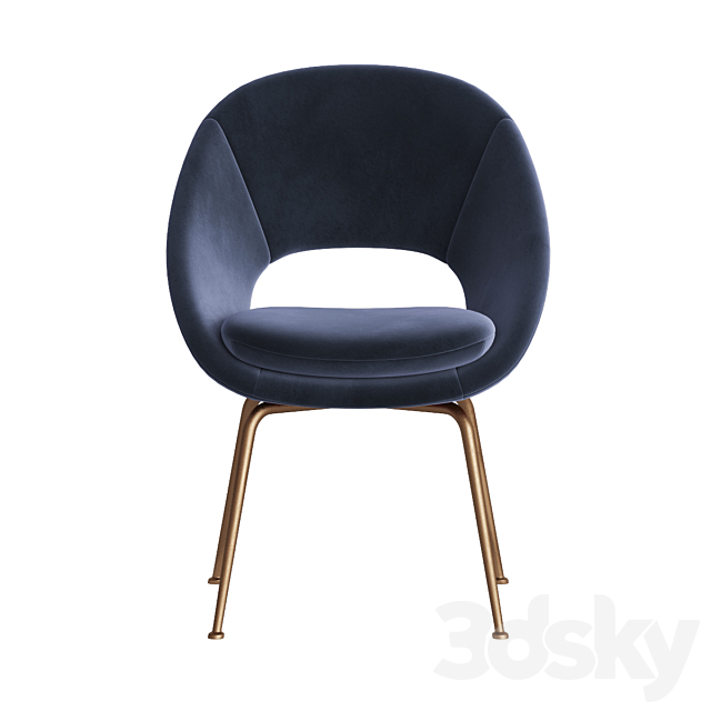 Orb Velvet Dining Chair Westelm 3DS Max Model - thumbnail 3