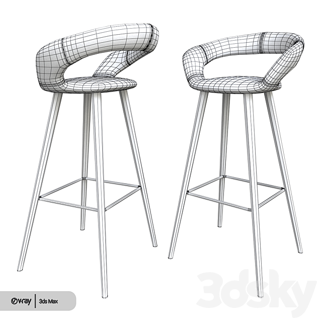 Orren ellis palafox bar counter stool 3DSMax File - thumbnail 3