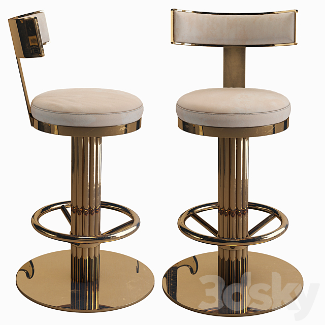 Oscar Swivel Gold Counter Chair 3DSMax File - thumbnail 1