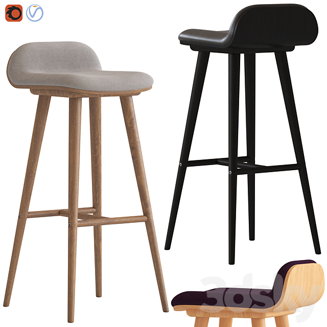 Oslo Home Venice and Black Capa Barstools 3ds Max - thumbnail 1