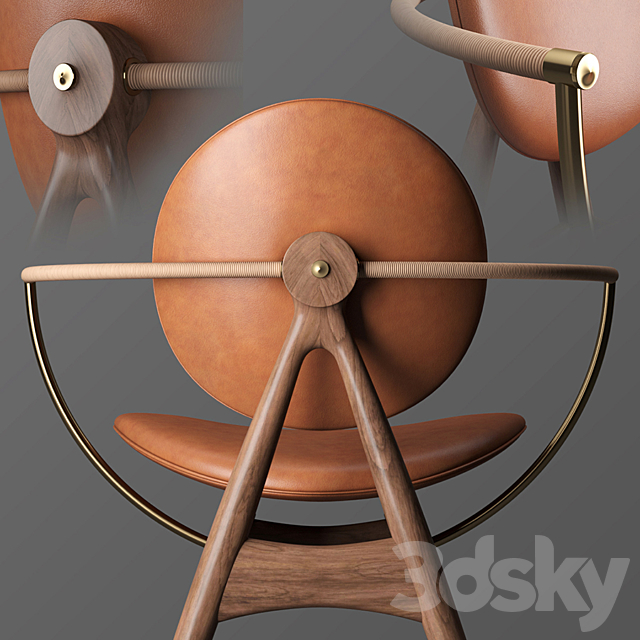 Overgaard & Dyrman Circle Dining Chair (with arms) 3DS Max Model - thumbnail 2