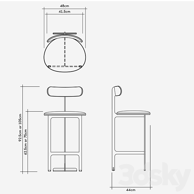 Park Place Bar Stool by Man of Parts 3DSMax File - thumbnail 3