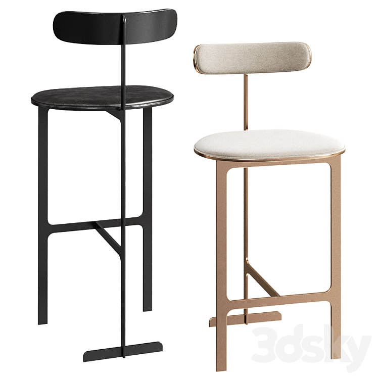 Park Place Counter or Bar Stool by Yabu Pushelberg 3DS Max Model - thumbnail 1