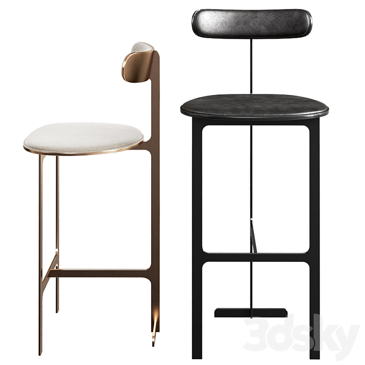 Park Place Counter or Bar Stool by Yabu Pushelberg 3DS Max Model - thumbnail 2