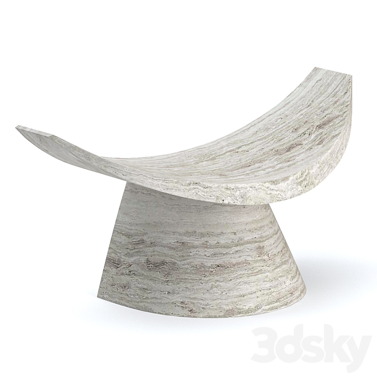 Partera travertine stool 3DS Max Model - thumbnail 2