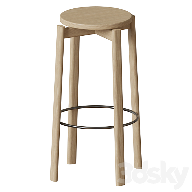 Passage Bar Stool Wood Seat 3ds Max - thumbnail 1