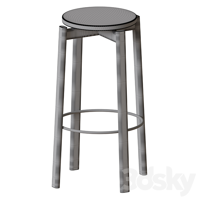 Passage Bar Stool Wood Seat 3ds Max - thumbnail 2