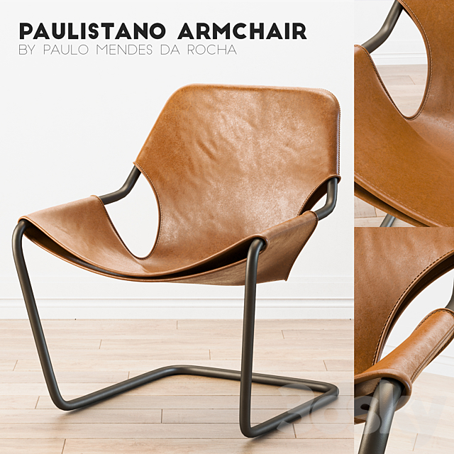 Paulistano Leather Chair 3DS Max Model - thumbnail 1