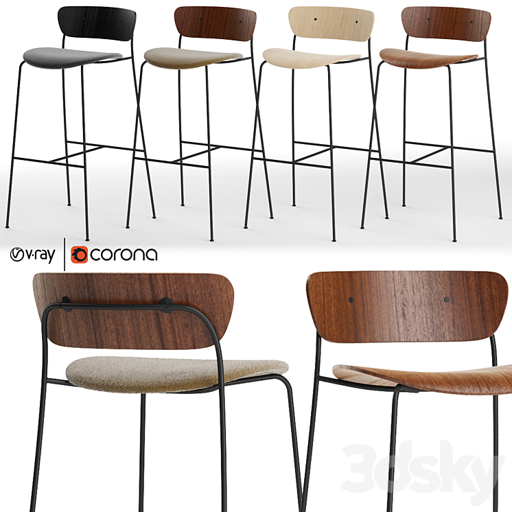 Pavilion AV7 AV9 bar stool 3DS Max Model - thumbnail 1