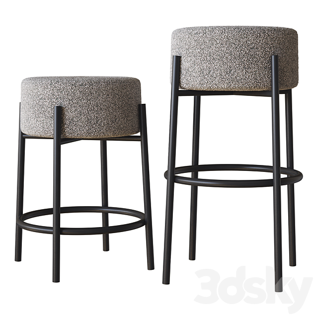 PEG UPHOLSTERED BAR STOOLS CB2 3DSMax File - thumbnail 2