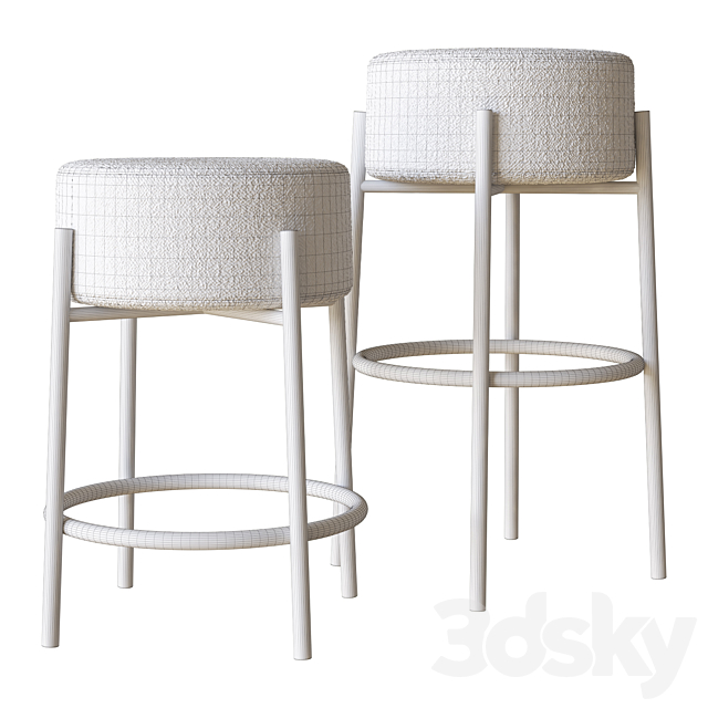 PEG UPHOLSTERED BAR STOOLS CB2 3DSMax File - thumbnail 3