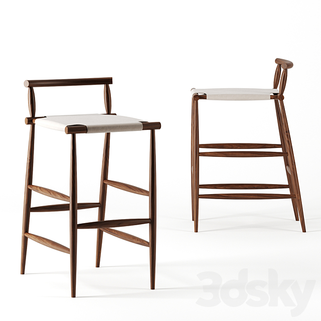 Pelleossa bar Stool by Miniforms 3DSMax File - thumbnail 1