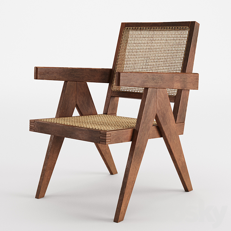 Pierre Jeanneret Easy Chair Armchair 3DS Max Model - thumbnail 1