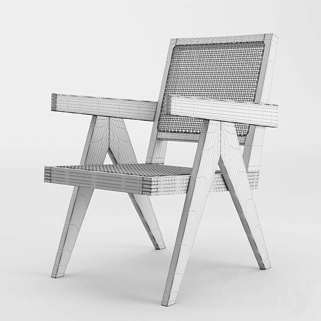 Pierre Jeanneret Easy Chair Armchair 3DS Max Model - thumbnail 3