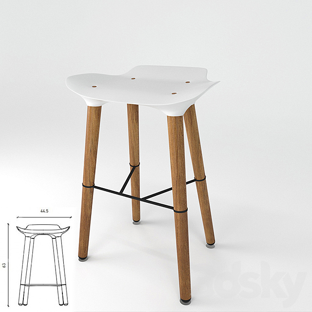 Pilot Stool Quinze & Milan 3DSMax File - thumbnail 3