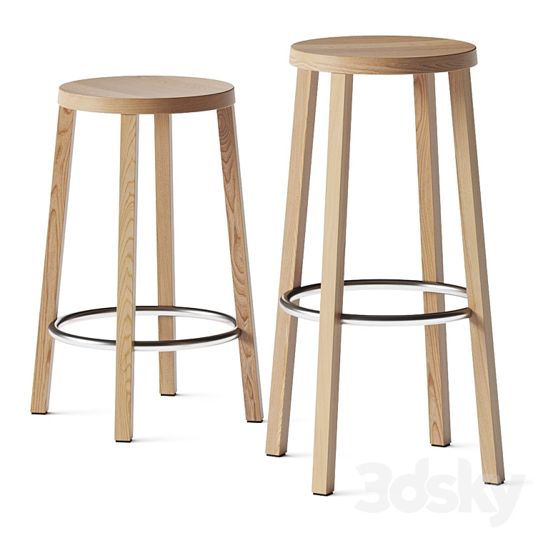 Plank Blocco Barstools 3DS Max Model - thumbnail 1